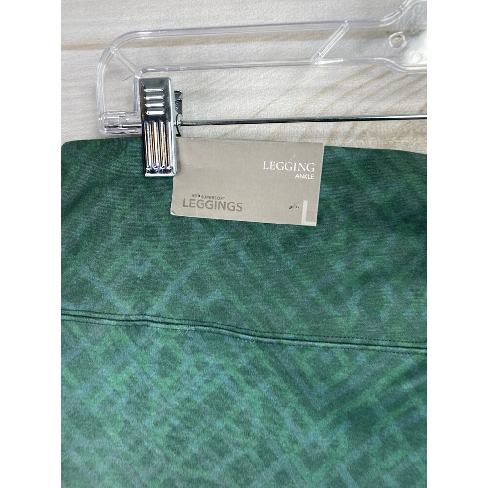 Soft Surroundings Pull On Legging L Green Ombre Geometric Ankle Stretch NWT - Picture 6 of 11
